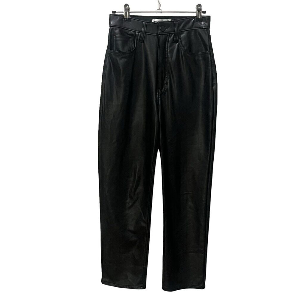 Abercrombie & Fitch Vegan Leather Ankle Straight Pant Ultra High Rise Black 26